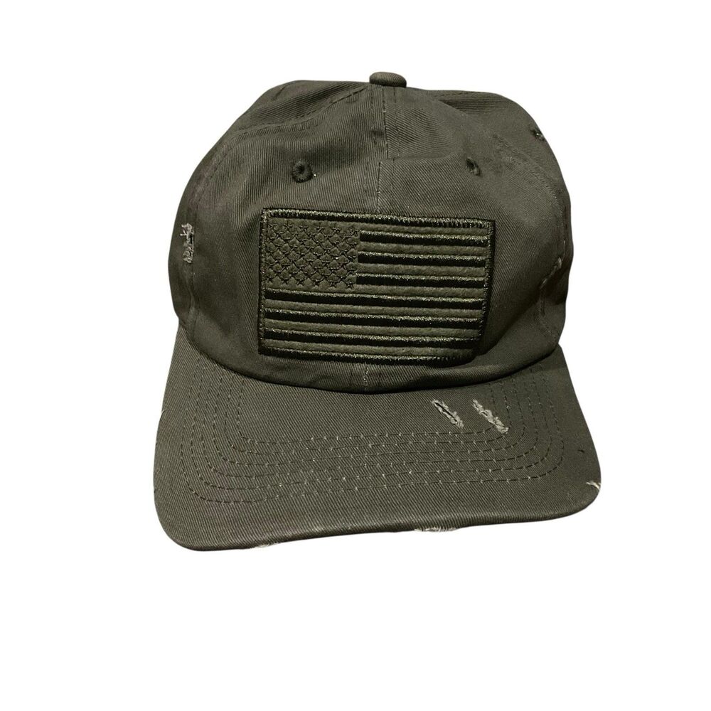 USA Flag Embroidered Baseball Cap Hat Green Cotton Adjustable Tactical
